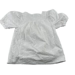 Draper James White Eyelet Cotton‎ Top size Small Short Sleeves